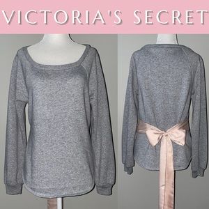 NEW Victoria's Secret Long Sleeve Pullover Sweatshirt w/ Large Bow; Small